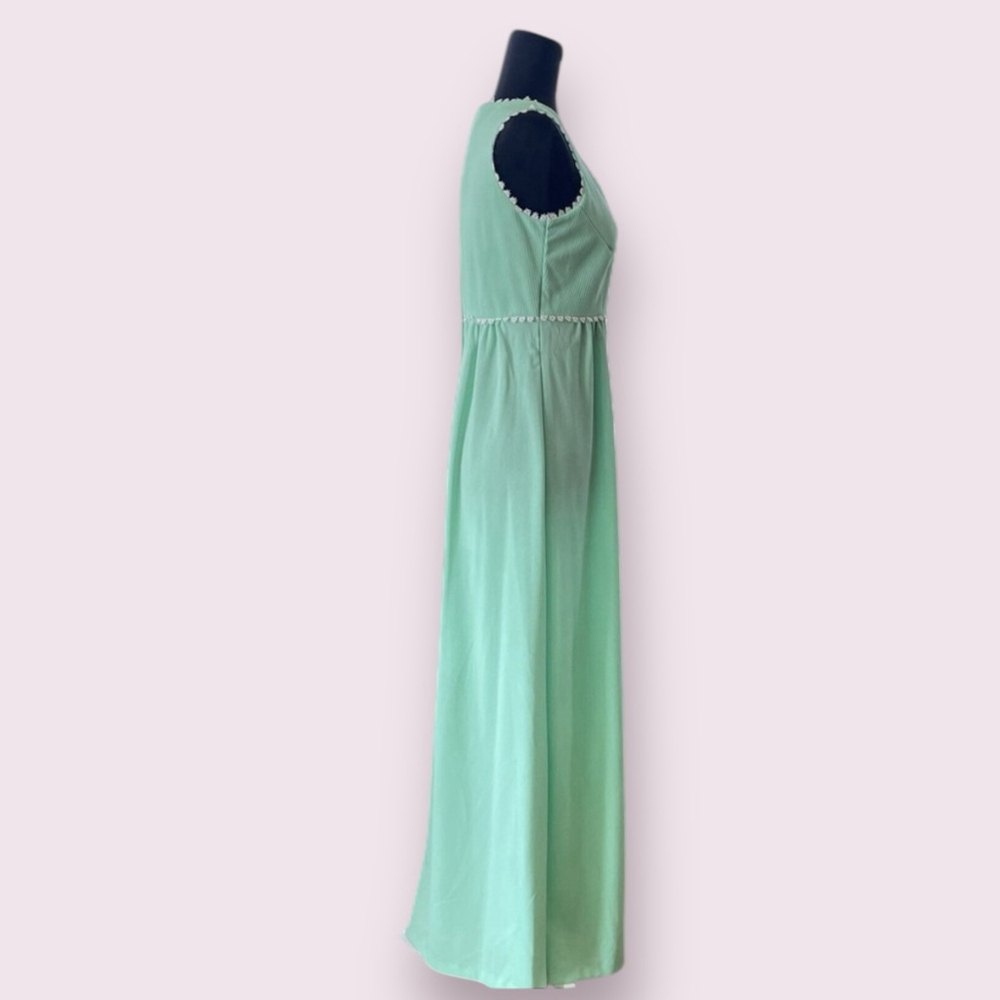 Vintage 70s JCPenney Green Lace Sleeveless Maxi Dress Size 12 - Picture 5 of 11